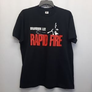 Vintage 1992 Rapid Fire Movie Promo Tshirt Adult Sz XL Black Red Single-Stitch